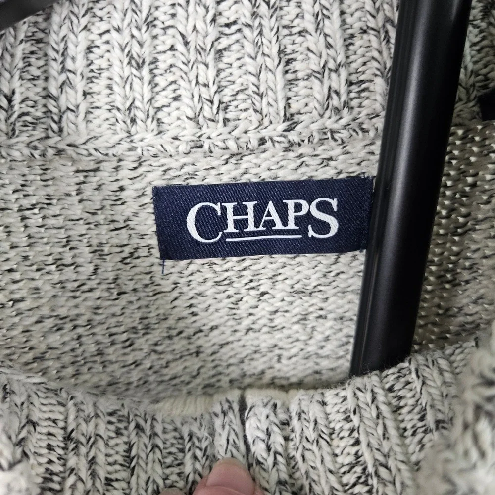 Chaps Quarter Zip Sweater Mens XXL Grey Marled NWT Cotton Blend Mock Neck